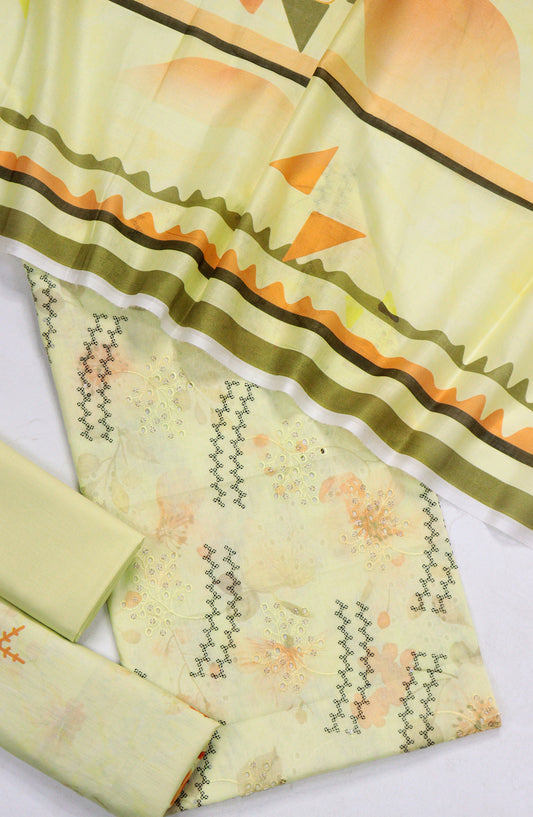 Amna Khadija Embroidered Lawn Unstitched 3 Piece Suit - Design-06 - AM26FNC - Yellow - Summer Collection