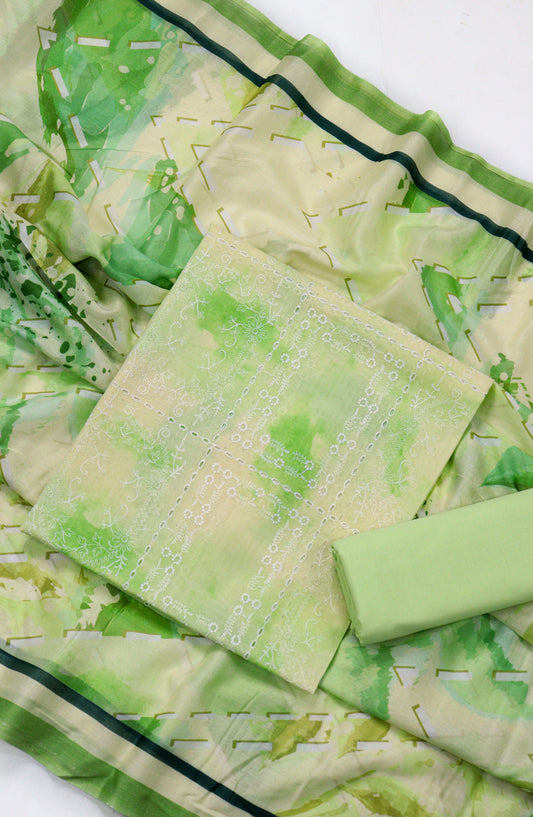 Amna Khadija Embroidered Chikankari Lawn Unstitched 3 Piece Suit - D-06 - AM26FNC - Green - Summer Collection