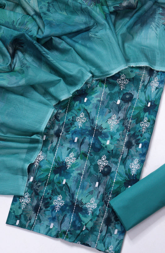 Amna Khadija Fancy Embroidered Lawn Unstitched 3 Piece Suit - DHG-03 - AM26FNC - Green - Summer Collection