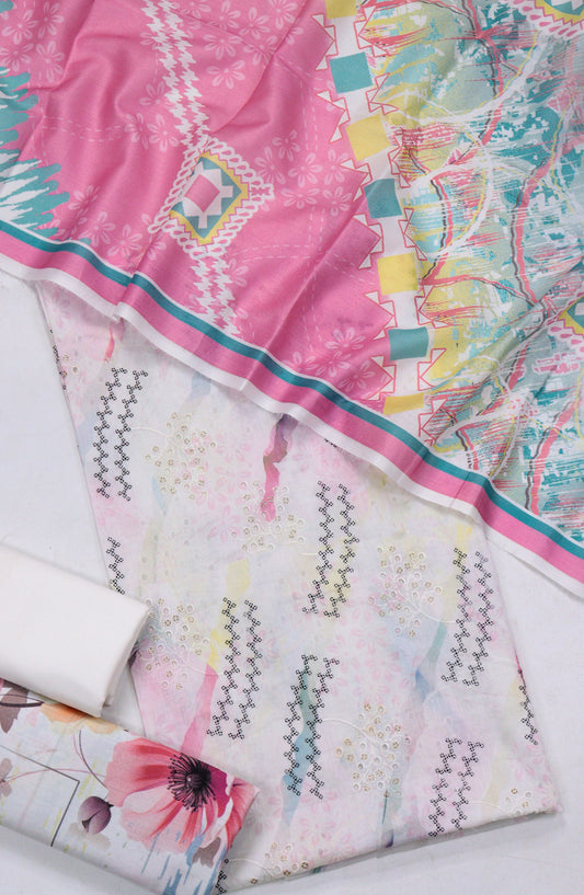 Amna Khadija Embroidered Lawn Unstitched 3 Piece Suit - Design-05 - AM26FNC - Pink - Summer Collection