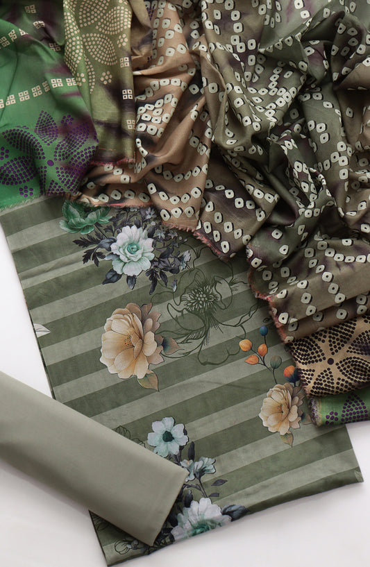 Amna Khadija Fancy Printed Lawn Unstitched 3 Piece Suit - CD-05 - AM26FNC - Green - Summer Collection