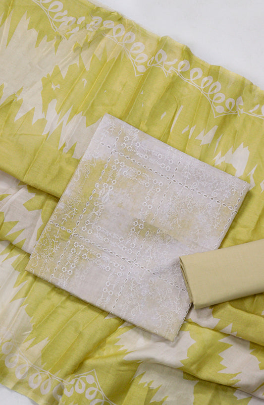 Amna Khadija Embroidered Chikankari Lawn Unstitched 3 Piece Suit - D-04 - AM26FNC - Yellow - Summer Collection