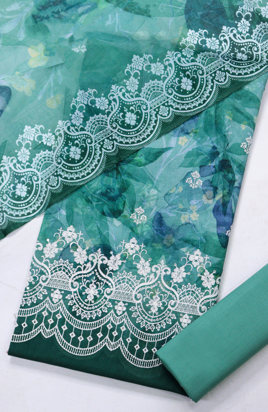 Amna Khadija Embroidered Lawn Unstitched 3 Piece Suit - D-04 - AM26FNC - Green - Summer Collection