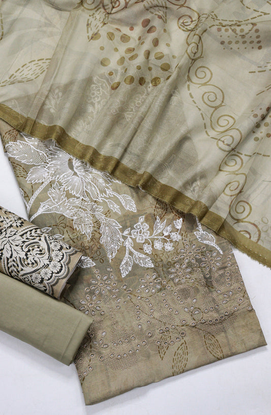 Amna Khadija Fancy Embroidered Lawn Unstitched 3 Piece Suit - BLD-02 - AM26FNC - Brown - Summer Collection
