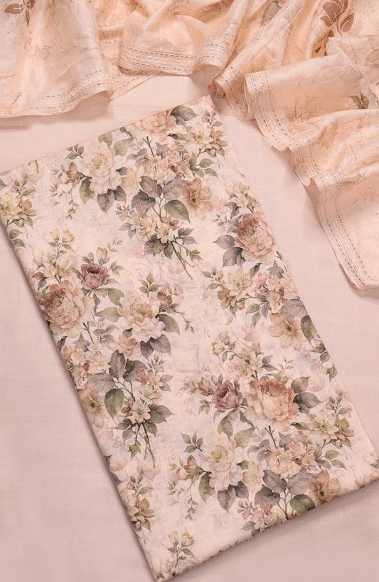 Amna Khadija Embroidered Lawn Unstitched 3 Piece Suit - Design-01 - AM26FNC - Peach - Summer Collection