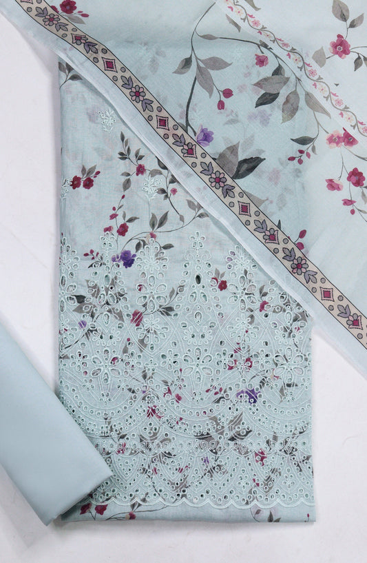 Amna Khadija Printed Lawn Unstitched 3 Piece Suit - D-01 - AM26FNC - Blue - Summer Collection