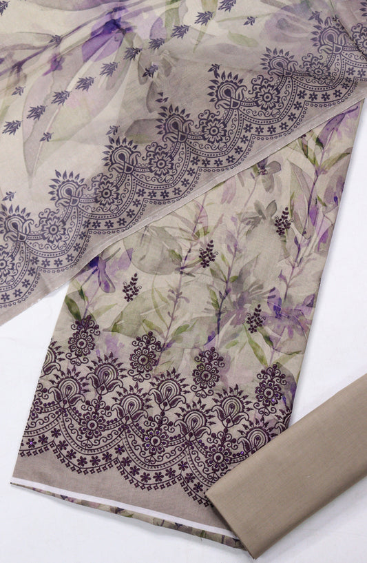 Amna Khadija Embroidered Lawn Unstitched 3 Piece Suit - D-03 - AM26FNC - Beige - Summer Collection