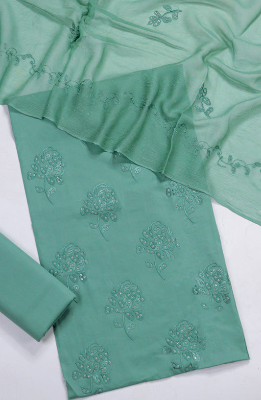 Amna Khadija Embroidered Lawn Unstitched 3 Piece Suit - D-13 - AM26FNC - Sea Green - Summer Collection