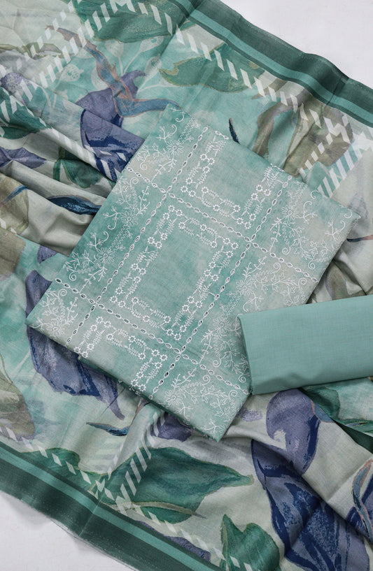 Amna Khadija Embroidered Chikankari Lawn Unstitched 3 Piece Suit - D-02 - AM26FNC - Green - Summer Collection