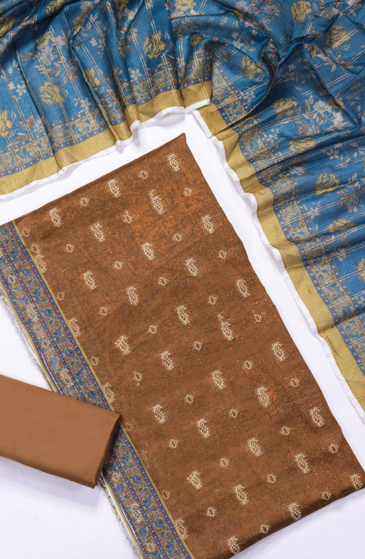 Amna Khadija Broshia Lawn Unstitched 3 Piece Suit - D-14 - AM26FNC - Brown - Summer Collection