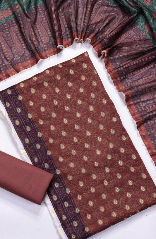 Amna Khadija Broshia Lawn Unstitched 3 Piece Suit - D-13 - AM26FNC - Maroon - Summer Collection