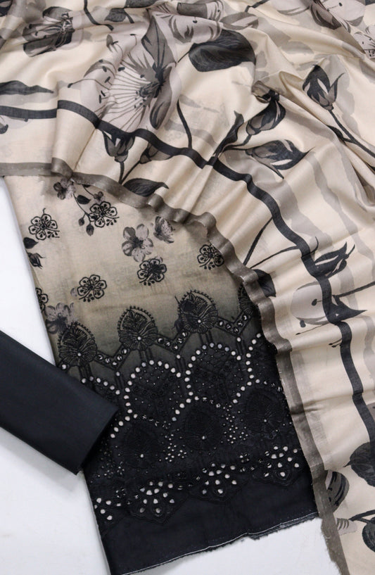 Amna Khadija Fancy Embroidered Lawn Unstitched 3 Piece Suit - D-08 - AM26FNC - Black - Summer Collection