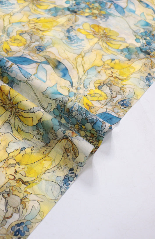 Amna Khadija Fancy Printed Lawn Unstitched 2 Piece Suit - D-10 - AM26FNC - Yellow - Summer Collection