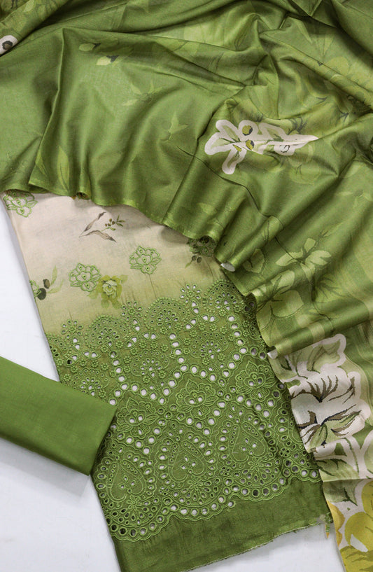 Amna Khadija Fancy Embroidered Lawn Unstitched 3 Piece Suit - D-06 - AM26FNC - Green - Summer Collection