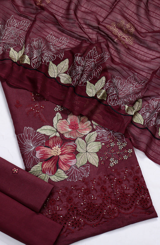 Amna Khadija Embroidered Lawn Unstitched 3 Piece Suit - D-08 - AM26FNC - Red - Summer Collection