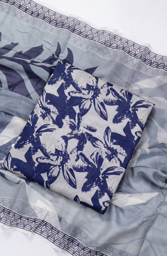 Amna Khadija Printed Bana Dora Unstitched 3 Piece Suit - D-09 - AM26FNC - Blue - Summer Collection