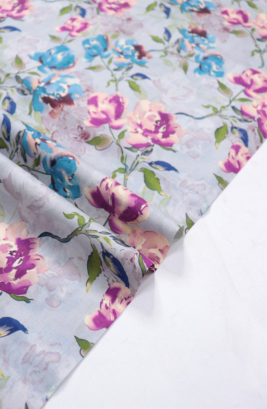 Amna Khadija Fancy Printed Lawn Unstitched 2 Piece Suit - D-6 - AM26FNC - Blue - Summer Collection