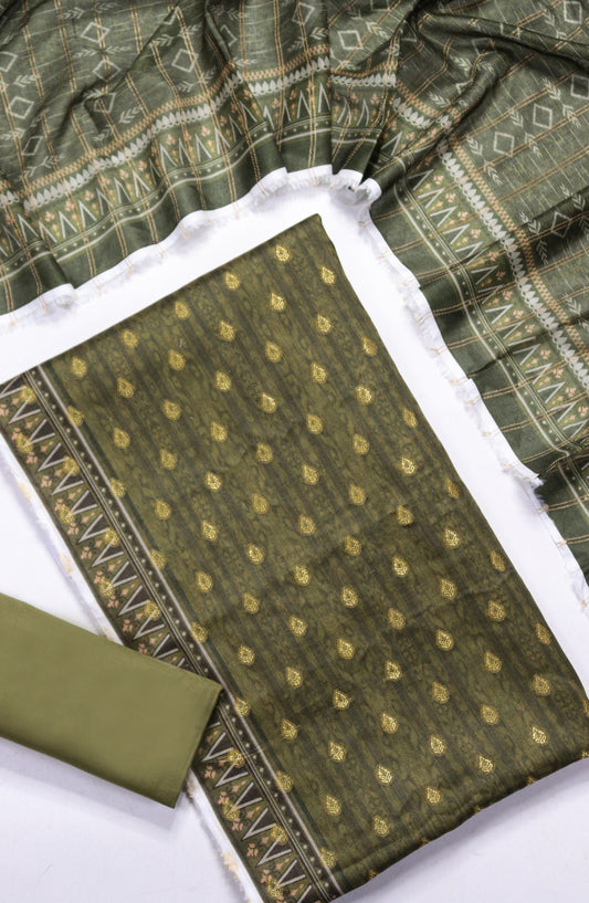 Amna Khadija Broshia Lawn Unstitched 3 Piece Suit - D-06 - AM26FNC - Green - Summer Collection