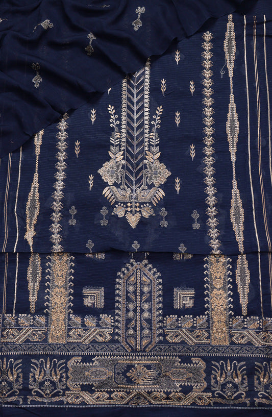 Amna Khadija Embroidered Lawn Unstitched 3 Piece Suit - D-03 - AM26FNC - Blue - Summer Collection