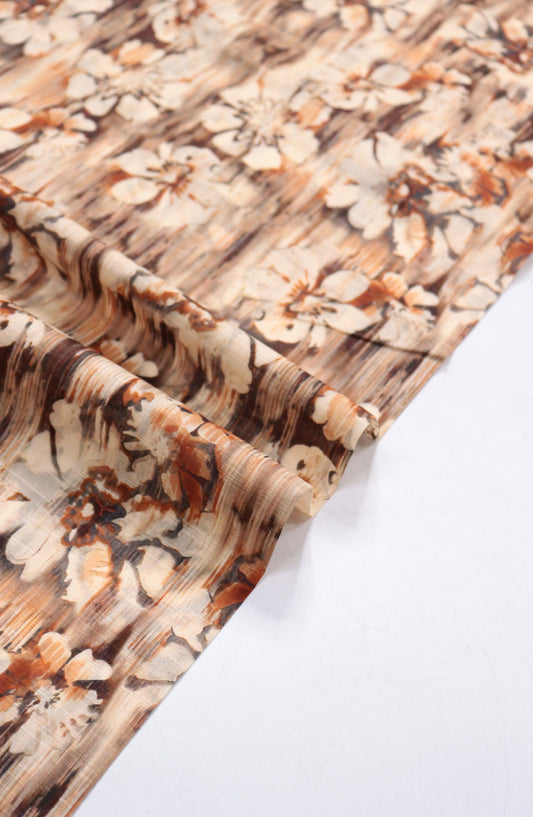 Amna Khadija Fancy Printed Lawn Unstitched 2 Piece Suit - D-4 - AM26FNC - Brown - Summer Collection