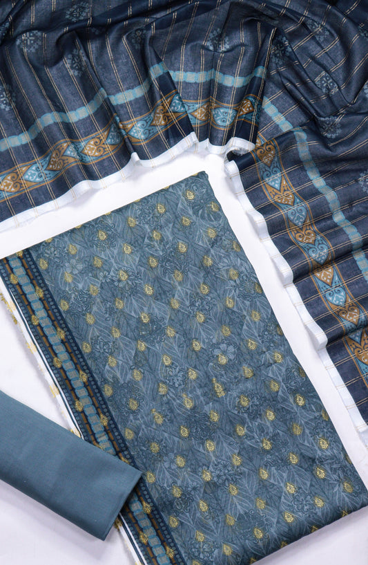 Amna Khadija Broshia Lawn Unstitched 3 Piece Suit - D-04 - AM26FNC - Blue - Summer Collection