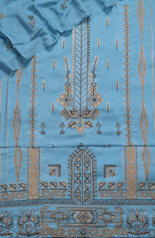 Amna Khadija Embroidered Lawn Unstitched 3 Piece Suit - D-01 - AM26FNC - Blue - Summer Collection