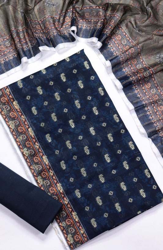 Amna Khadija Broshia Lawn Unstitched 3 Piece Suit - D-01 - AM26FNC - Blue - Summer Collection