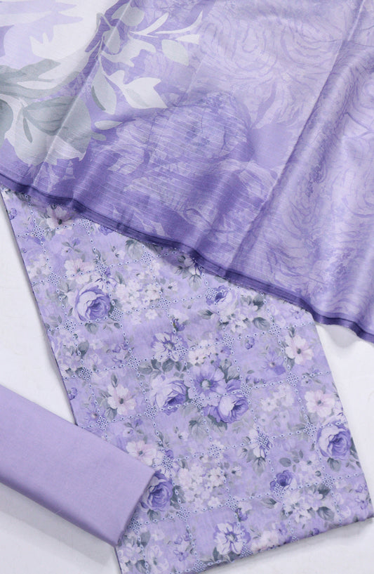 Amna Khadija Chikankari Lawn Unstitched 3 Piece Suit - D-07 - AM26FNC - Blue - Summer Collection