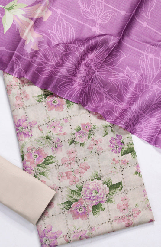 Amna Khadija Chikankari Lawn Unstitched 3 Piece Suit - D-06 - AM26FNC - Purple - Summer Collection