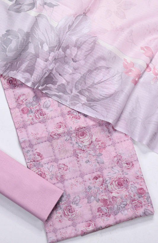 Amna Khadija Chikankari Lawn Unstitched 3 Piece Suit - D-03 - AM26FNC - Pink - Summer Collection