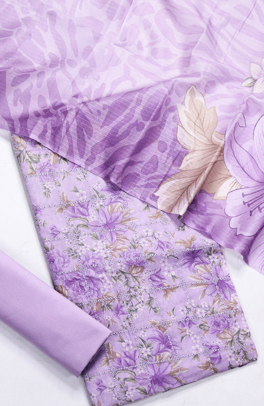 Amna Khadija Chikankari Lawn Unstitched 3 Piece Suit - D-02 - AM26FNC - Purple - Summer Collection