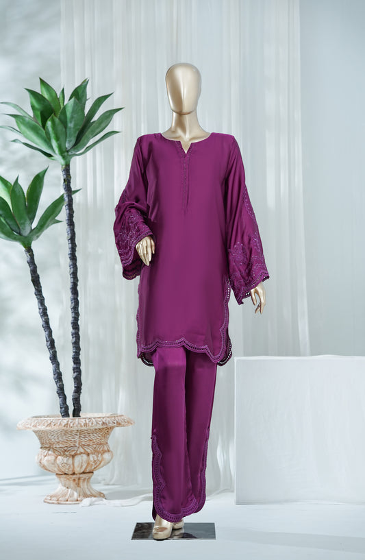 Amna Khadija Jhanvi Luxe Embroidered Silk Stitched 2 Piece Suit - JLS-16 - AM26JLK - Purple - Festive Collection