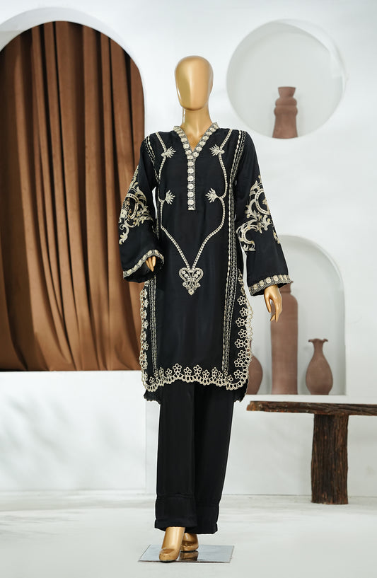 Amna Khadija Jhanvi Luxe Embroidered Shamooz Silk Stitched 2 Piece Suit - JLS-05 - AM26JHV - Black - Festive Collection