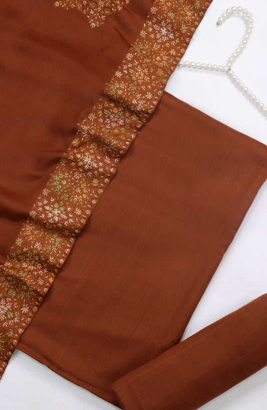 Amna Khadija Dhanak Kashmiri Wool Unstitched 3 Piece Suit - Design-07 - AM25KMW5113850 - Rust - Winter Collection