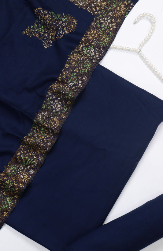 Amna Khadija Dhanak Kashmiri Wool Unstitched 3 Piece Suit - Design-08 - AM25KMW5113850 - Blue - Winter Collection