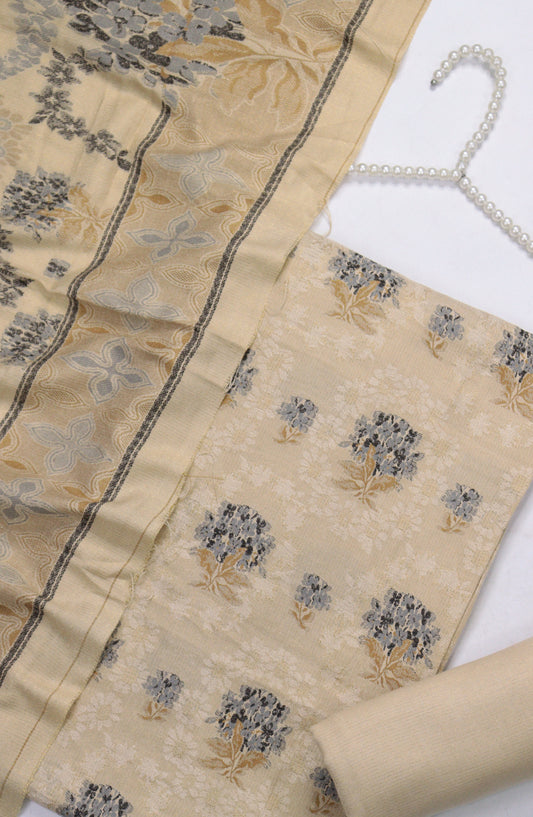 Amna Khadija Leather Broshia Unstitched 3 Piece Suit - Design-12 - AM25BRSC - Blue - Winter Collection