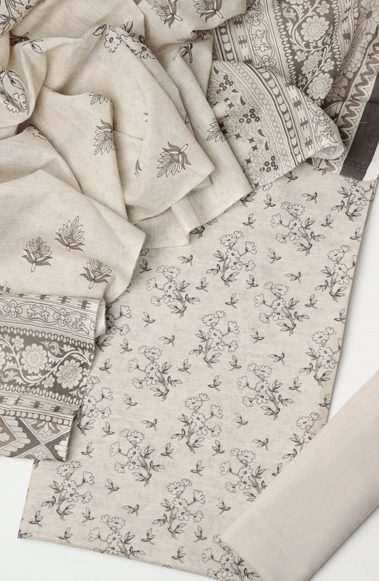 Amna Khadija Printed Lawn Unstitched 3 Piece Suit - MD-01 - AM26MTHR - Light Brown - Summer Collection