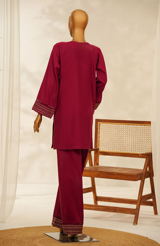 Aroha by Amna Khadija Embroidered Cotton Stitched 2 Piece Suit - AKPA-03 - AK25AROH - Maroon - Summer Collection