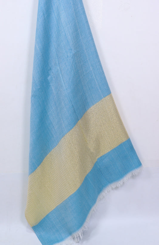 Amna Khadija Premium Printed Twill Jacquard Stole - Design-39 - AM25OLT - Blue - Summer Collection