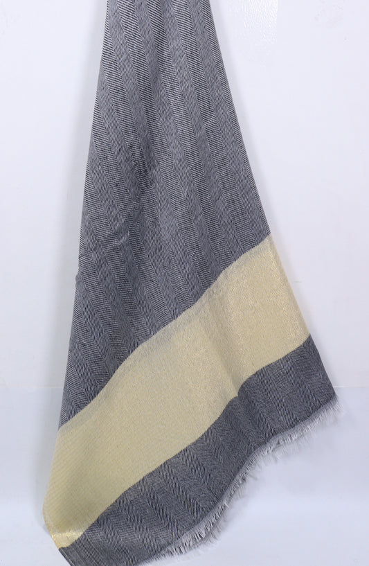 Amna Khadija Premium Printed Twill Jacquard Stole - Design-41 - AM25OLT - Grey - Summer Collection