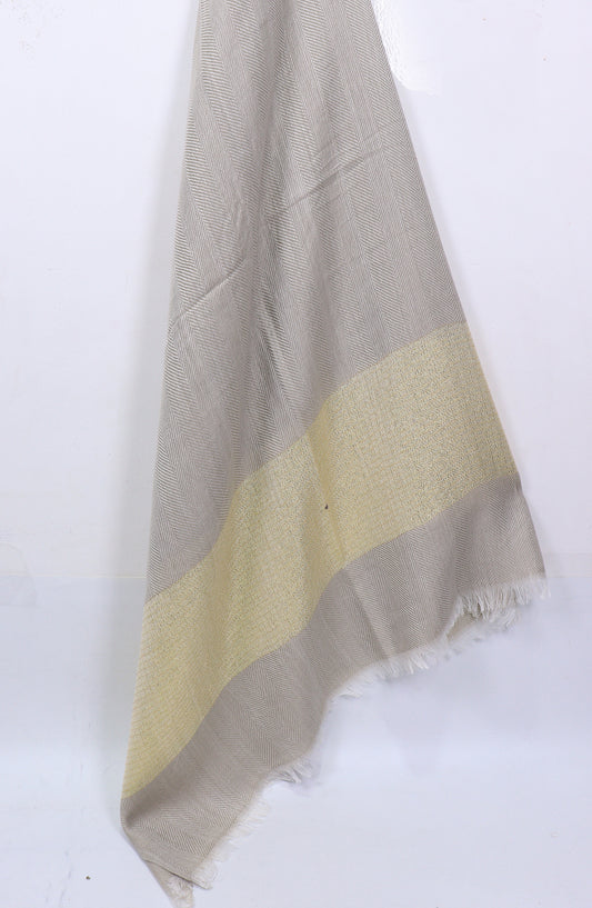 Amna Khadija Premium Printed Twill Jacquard Stole - Design-42 - AM25OLT - Light Grey - Summer Collection