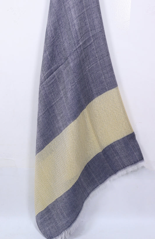 Amna Khadija Premium Printed Twill Jacquard Stole - Design-44 - AM25OLT - Blue - Summer Collection