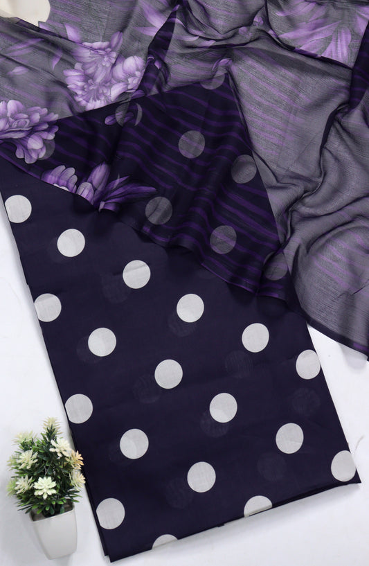 Amna Khadija Polka Dot Printed Lawn Unstitched 3 Piece Suit - D-02 - AM26PLD - Purple - Summer Collection
