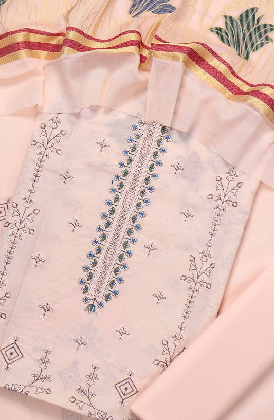Amna Khadija Embroidered Premium Lawn Unstitched 3 Piece Suit - Design-08 - AM25UPD - Pink - Summer Collection