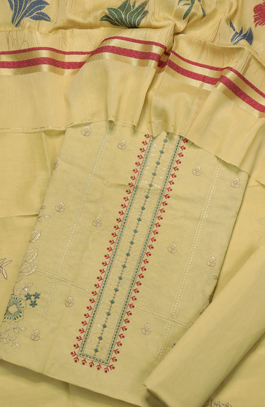 Amna Khadija Embroidered Premium Lawn Unstitched 3 Piece Suit - Design-05 - AM25UPD - Yellow - Summer Collection