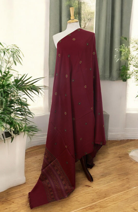 Amna Khadija Premium Wool Shawl - D-08 - 9601490-2 - AM25SHWL - Maroon - Winter Collection
