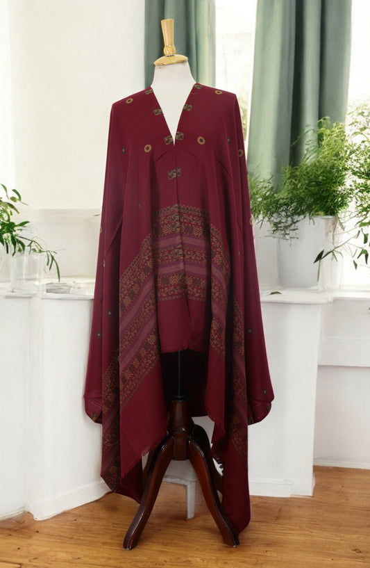 Amna Khadija Premium Wool Shawl - D-08 - 9601490-2 - AM25SHWL - Maroon - Winter Collection