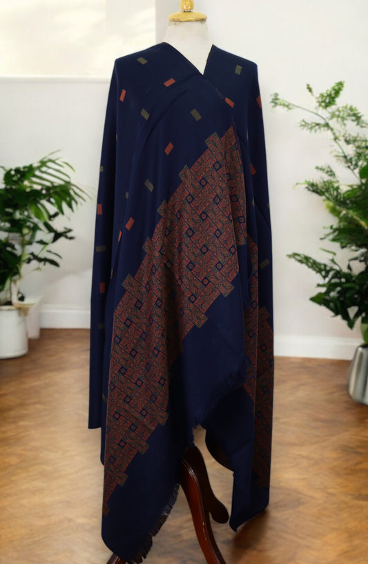 Amna Khadija Premium Pashmina Jacquard Shawl - D-4 - AM259601490 - Blue - Winter Collection