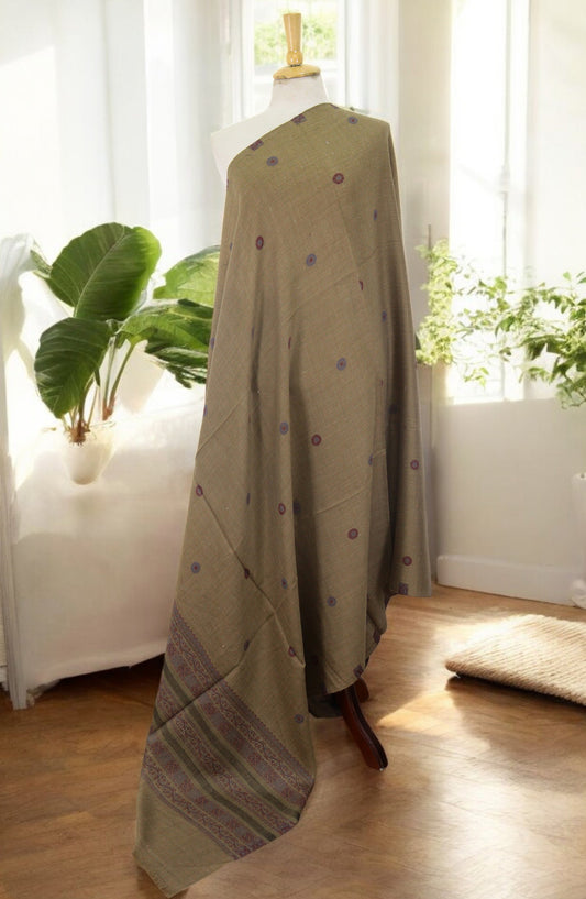 Amna Khadija Premium Wool Shawl - D-04 - 9601490-2 - AM25SHWL - Olive - Winter Collection