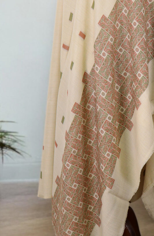 Amna Khadija Premium Pashmina Jacquard Shawl - D-2 - AM259601490 - Fawn - Winter Collection